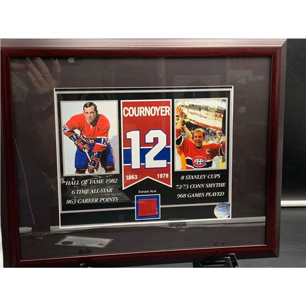 COURNOYER #12- COLLECTOR FRAMED PICTURE WITH MONTREAL FORUM SEAT PIECE, : issued by: GREATS OF THE G