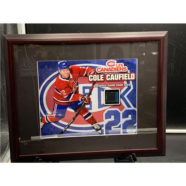 COLE CAUFIELD #22 - COLLECTOR FRAMED PICTURE WITH GAME USED STICK PIECE, : issued by: GREATS OF THE 