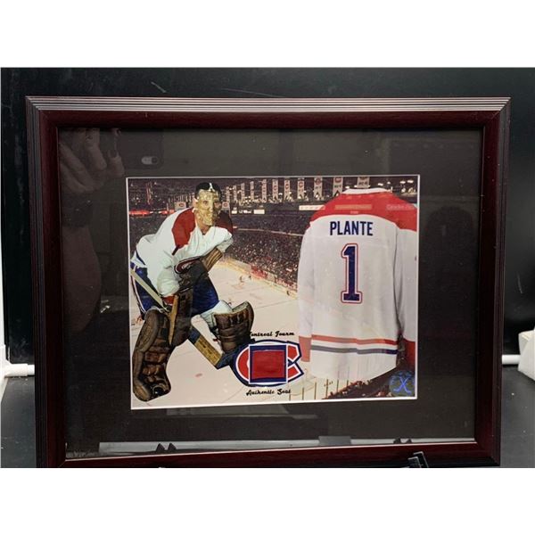 PLANTE #1- COLLECTOR FRAMED PICTURE WITH MONTREAL FORUM SEAT PIECE, : issued by: GREATS OF THE GAME,