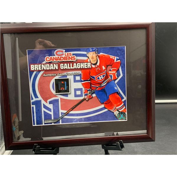 BRENDAN GALLAGHER #11- COLLECTOR FRAMED PICTURE WITH GAME USED STICK PIECE, : issued by: GREATS OF T