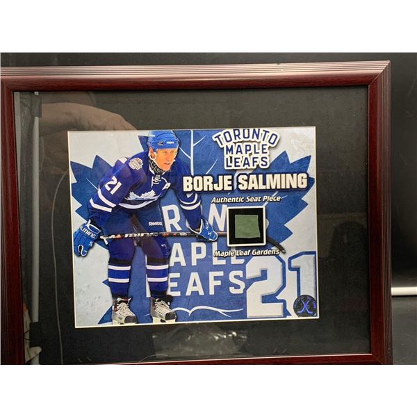 BORJE SALMING #21 - COLLECTOR FRAMED PICTURE WITH M.L.G SEAT PIECE, : issued by: GREATS OF THE GAME,