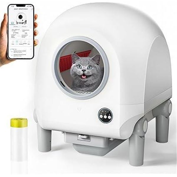 Self Cleaning Cat Litter Box, Large Capacity for Multiple Cats 68L-9L, Smart App Control No Scooping