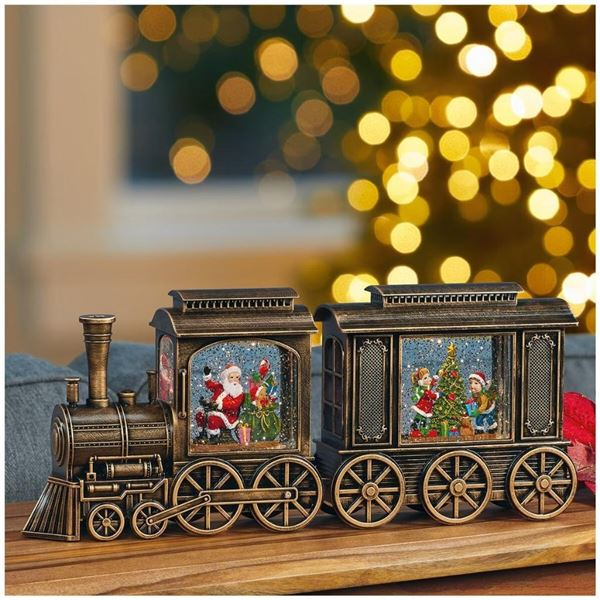 2 Pieces LED Lighted Holiday Express Water Globes with Motion Glitter