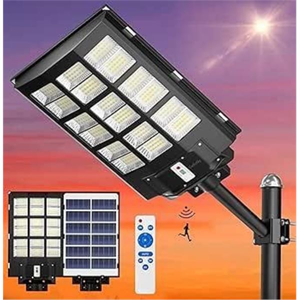 Gefolly SL-3600W Solar Street Lights Outdoor, 6500K Wide Angle Commercial Parking Lot Light Dusk to 