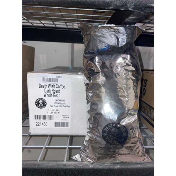 Death Wish Coffee Dark Roast Whole Bean 4 x 32oz