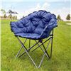 Image 1 : Blue Padded Cushion Outdoor Folding Lounge Patio Club Chair