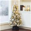 Image 1 : 4.5ft Pre-Lit Glitter Flocked Potted Artificial Christmas Tree, 200 Color-Changing Radiant Micro LED