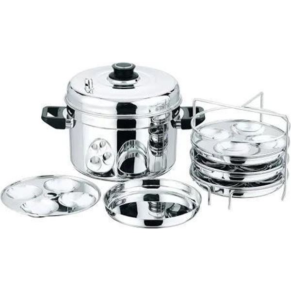 Vinod Stainless Steel Multi Pot Large 4 Idli Plates 4 Dhokla Plates