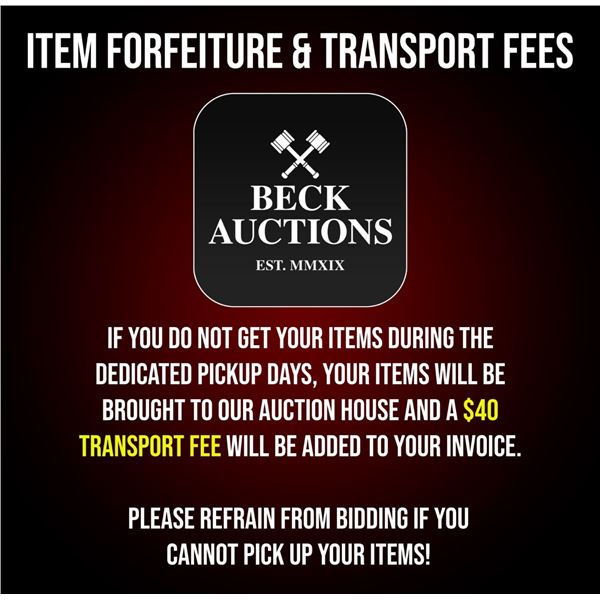 Item Forfeiture & Transport Delivery Fees & Conditions