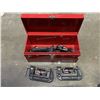Image 1 : 4 NEW QUICK RELEASE 4 INCH C-CLAMPS AND MASTERCRAFT TOOL BOX