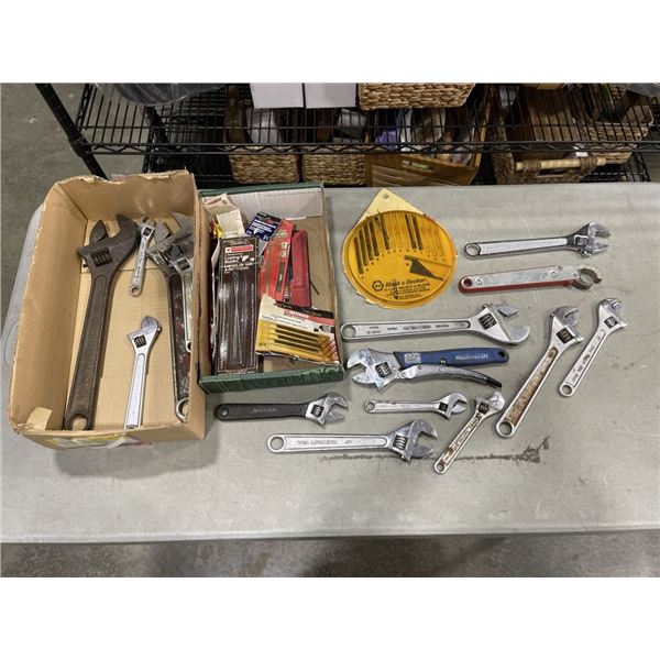 ADJUSTABLE WRENCHES AND TRAY OF BLADES FOR JIGSASW