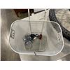Image 3 : PAIR OF REAR RIMS WITH TIRES, 2 BELLS, BIKE WRENCH, LIGHT, REFLECTOR AND HANDLEBAR BASKET