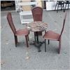 Image 1 : VINTAGE MARBLE TABLE WITH 3 CHAIRS