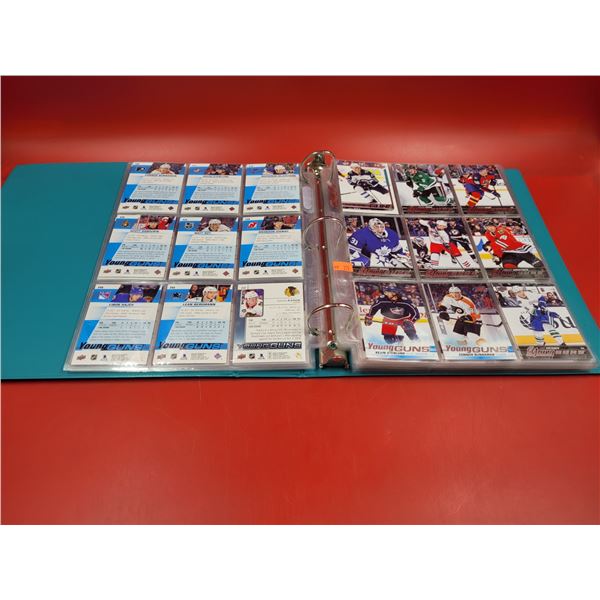 Binder of Upper Deck Young Gun Hockey Cards