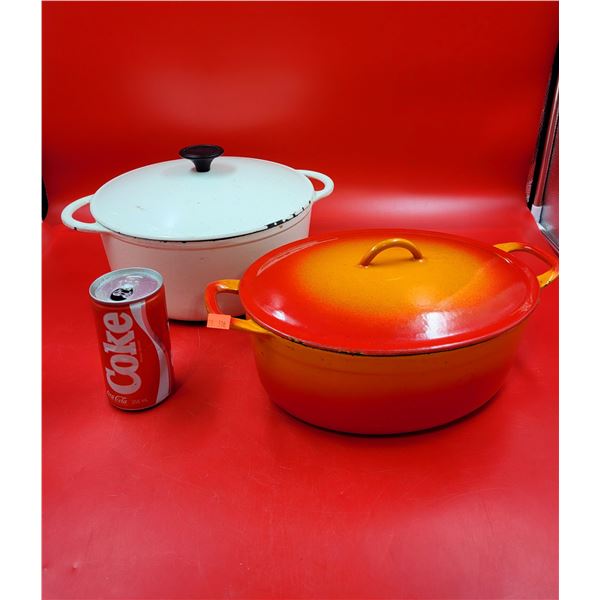 2 Enameled Cast Iron Dutch Ovens