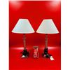 Image 1 : Pair Of Stainless Steel Table Lamps, Working w/ Bulbs, Approx 17" Tall