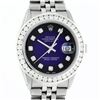 Image 1 : Rolex Mens Stainless Steel Blue Vignette Diamond Datejust Wristwatch