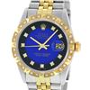 Image 1 : Rolex Mens Two Tone Blue Vignette Diamond Datejust Wristwatch