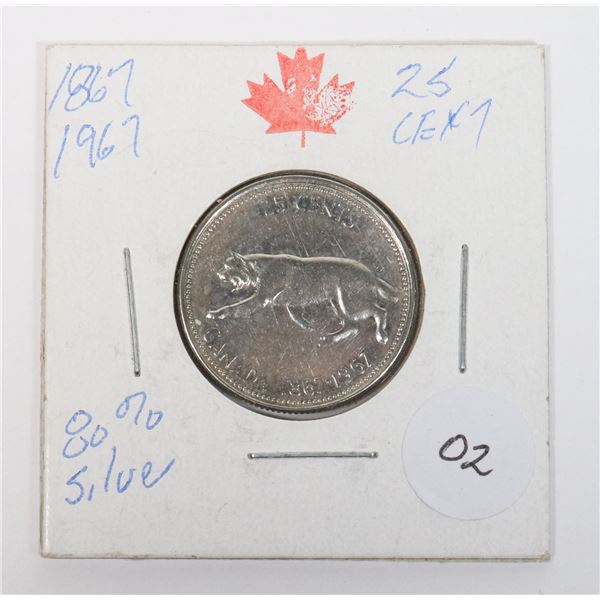 1867-1967 CANADA QUARTER 80% SILVER