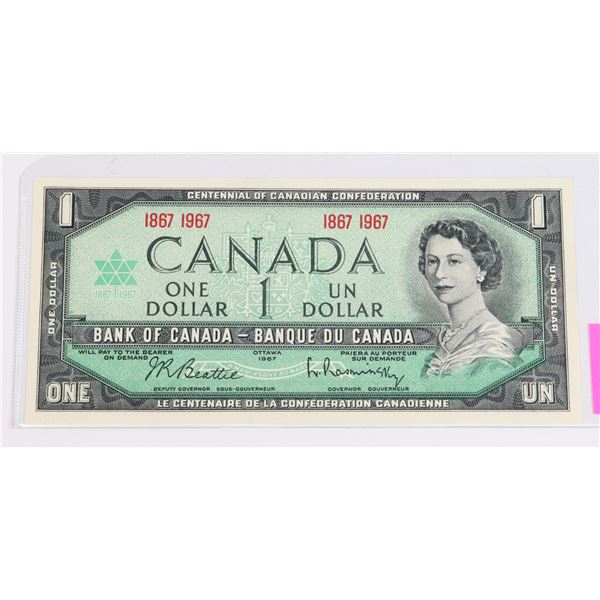 1867-1967 $1 BILL GEM-UNC 65 FROM 100 PACKAGE