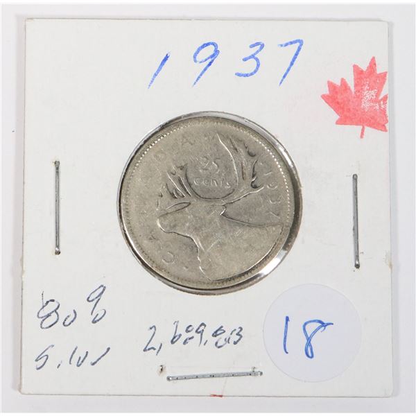 1937 QUARTER 80% SILVER ONLY 2,689,213 MINTED