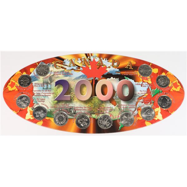 COMPLETE 2000 CANADA 12 COIN PROOF QUARTER SET IN SPECIAL CARDBOARD