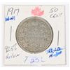 Image 1 : 1917 CANADIAN 50 CENT 92.5% SILVER
