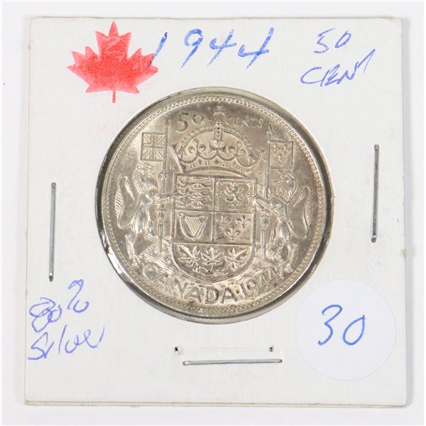 1944 CANADA WII 50 CENT 80% SILVER,