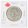 Image 1 : 1945 CANADA 50 CENT W,W,II 80% SILVER