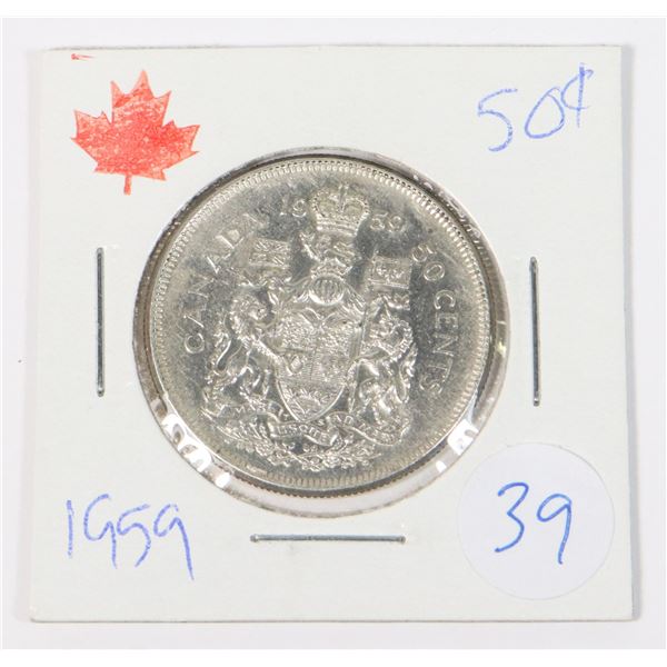 1959 CANADA 50 CENT 80% SILVER