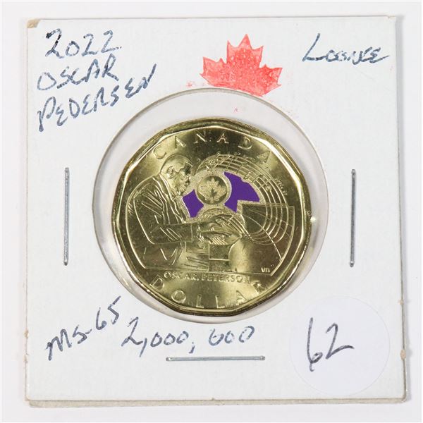 2022 OSCAR PETERSON COLORED LOONIE FROM MINT ROLL