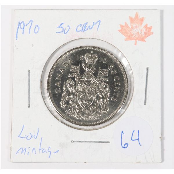 1970 50 CENT ONLY 2,249516 MINTED NICE EXAMPLE