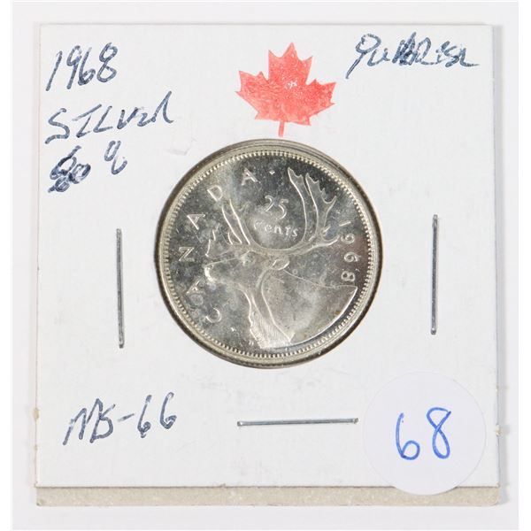1968 QUARTER 50% SILVER FINAL YEAR OF SILVER FROM