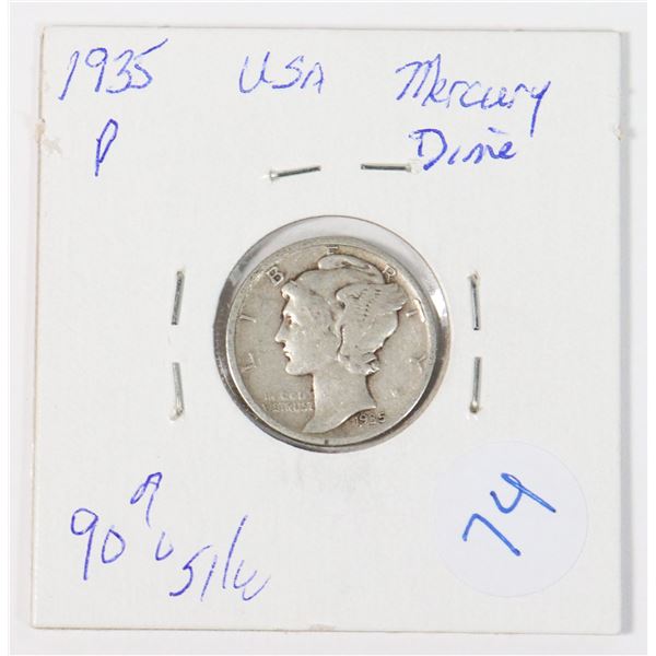 1935 P USA MERCURY DIME 90% SILVER