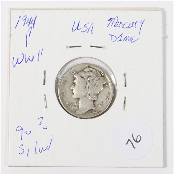 1944 P MERCURY DIME W.W. II 90% SILVER