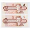 Image 1 : 1986 $2 BILL X 2 SEQ EGK1079218 T/C FROM 100 PACK