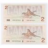Image 2 : 1986 $2 BILL X 2 SEQ EGK1079218 T/C FROM 100 PACK