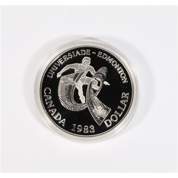 1983 PROOF SILVER DOLLAR IN SPECIAL CASE WORLD