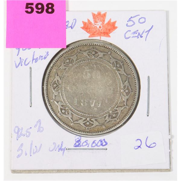 1874 NEW FOUND LAND QUEEN VICTORIA .925 SILVER