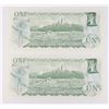 Image 2 : TWO 1973 $1.00 BILLS PREFIX ECH SEQUENTIAL