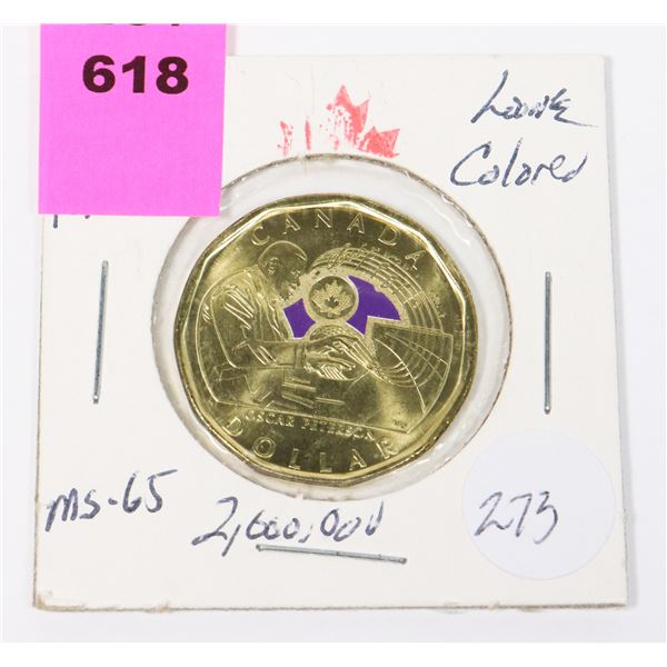 2022 OSCAR PETERSON COLORED LOONIE FROM MINT ROLL