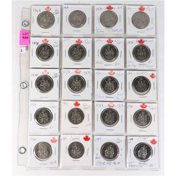 20 FOLDER CANADA 50 CENT PIECES