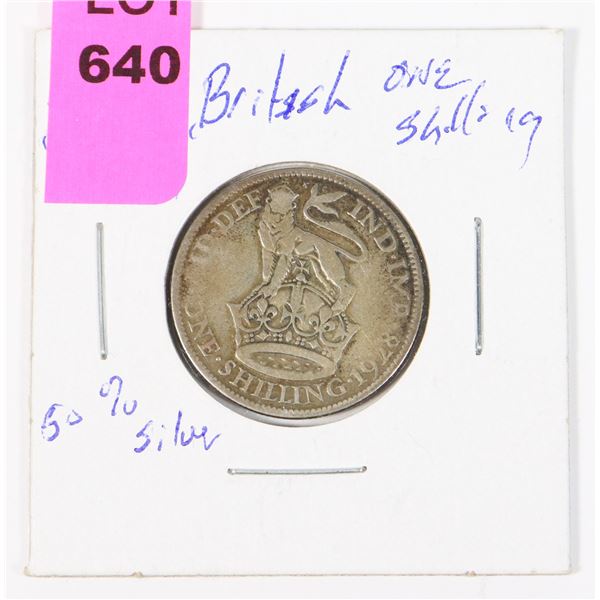 1928 BRITISH ONE SHILLING 50% SILVER