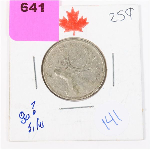 1945 QUARTER W.W.II 80% SILVER