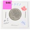 Image 1 : 1951 CANADA QUARTER 80 % SILVER