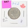 Image 1 : 1952 CANADA QUARTER 80 % SILVER