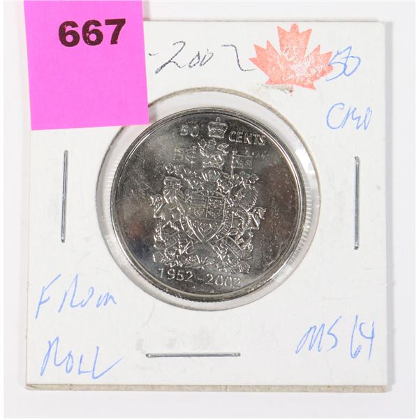 1982-2002 P 50 CENT ASCENSION 50 CENT PIECE TO HONOUR Q.E. II ON HER 50TH ANNIVERSARY