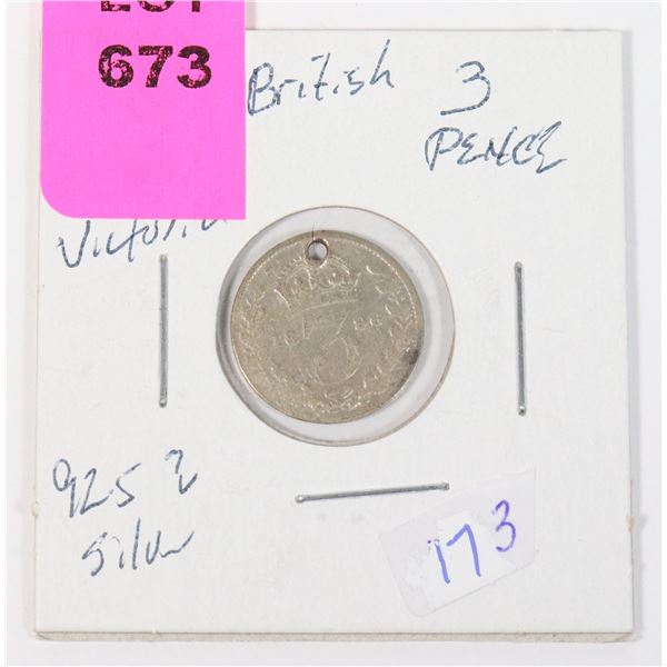 1896 BRITISH 3 PENCE HOLDED QUEEN VICTORIA
