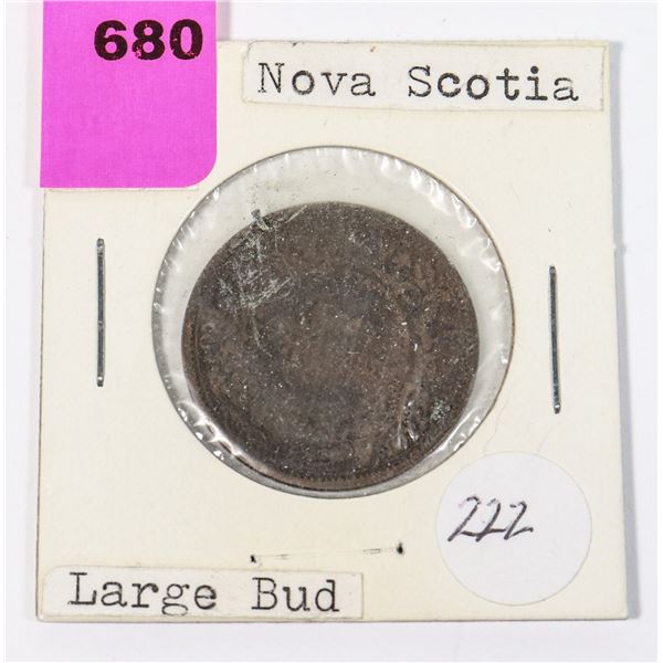 1861 NOVA SCOTIA LARGE BUD ONE CENT COIN