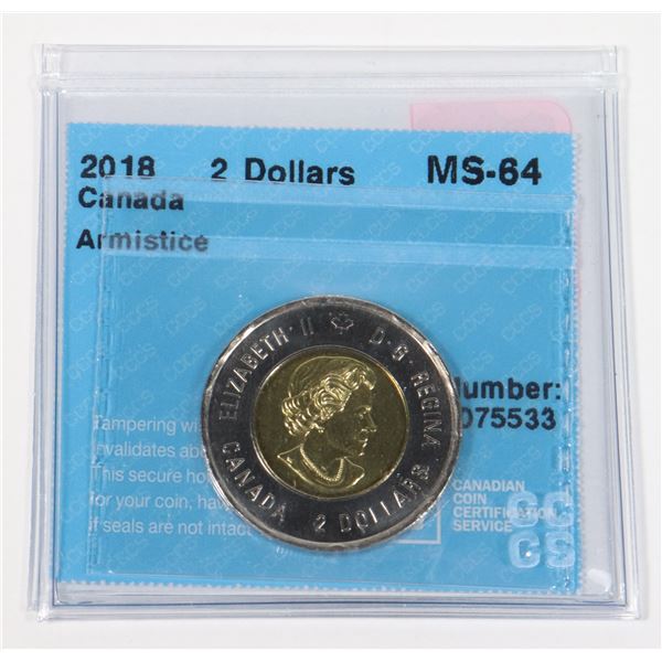 2018 GRADED COMMEMORATIVE TOONIE ARMISTICE MS-64